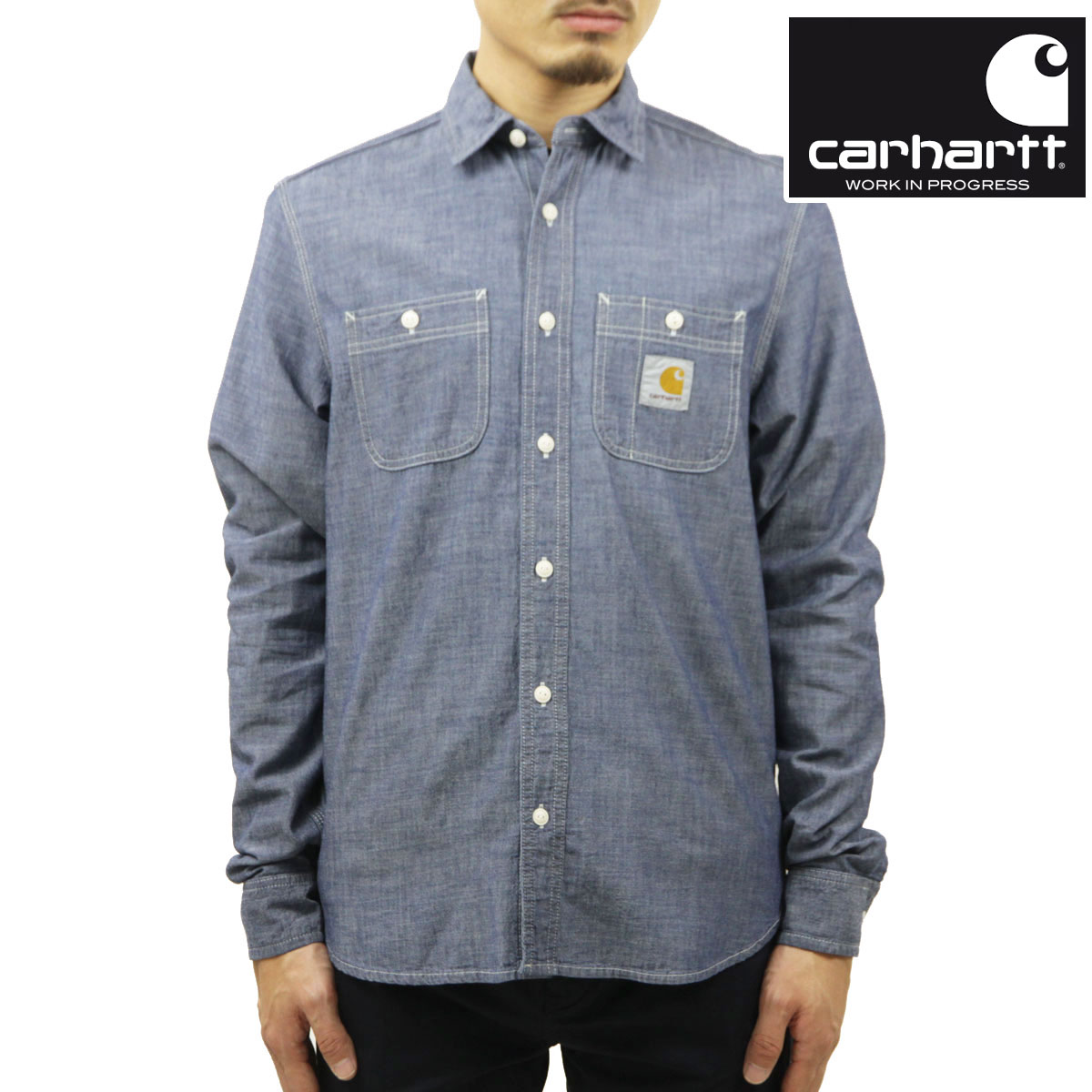 カーハート デニムシャツ メンズ 正規品 CARHARTT WIP 長袖シャツ トップス LONG SLEEVE CLINK SHIRT BLUE RINSED I029185 0102 父の日 プレゼント ラッピング