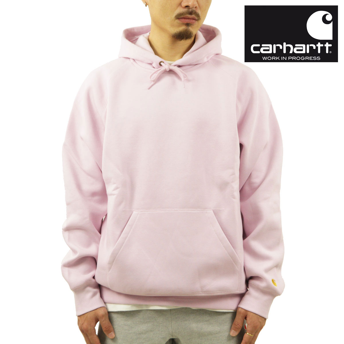 カーハート パーカー メンズ 正規品 CARHARTT WIP ワンポイント ロゴ プルオーバーパーカー HOODED CHASE SWEATSHIRT PULLOVER PARKA PALE QUARTZ / GOLD PINK I026384 0SGXX