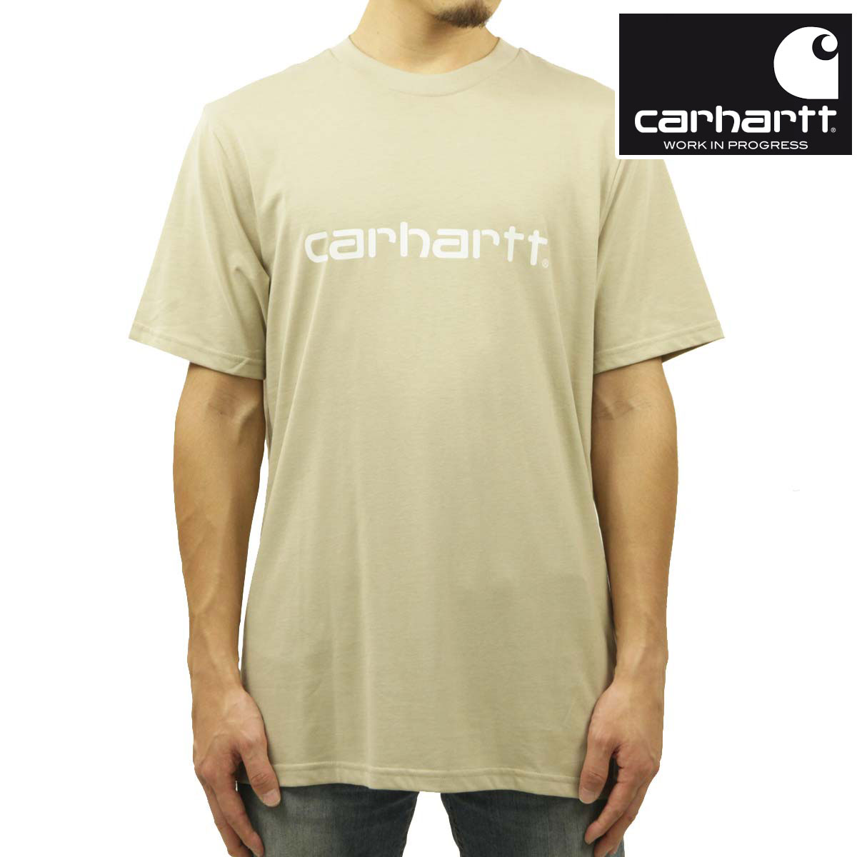 【ポイント10倍 7/4 20:00〜7/11 1:59】 カーハート Tシャツ メンズ 正規品 CARHARTT WIP 半袖Tシャツ ロゴ クルーネック S/S SCRIPT T-SHIRT WALL / WAX KHAKI I031047 0QSXX