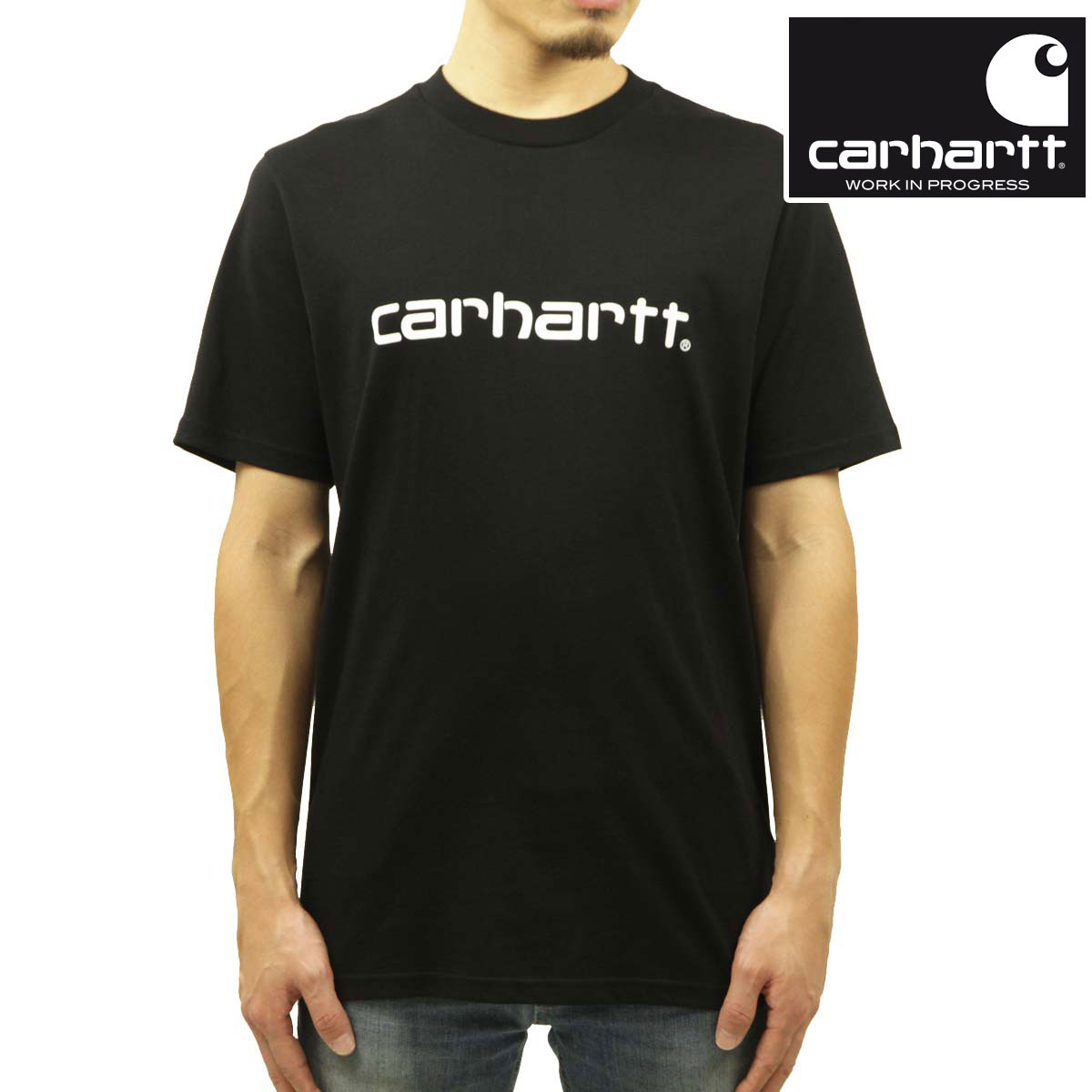 カーハート Tシャツ メンズ カーハート Tシャツ メンズ 正規品 CARHARTT WIP 半袖Tシャツ ロゴ クルーネック S/S SCRIPT T-SHIRT BLACK / WHITE I031047 0D2XX