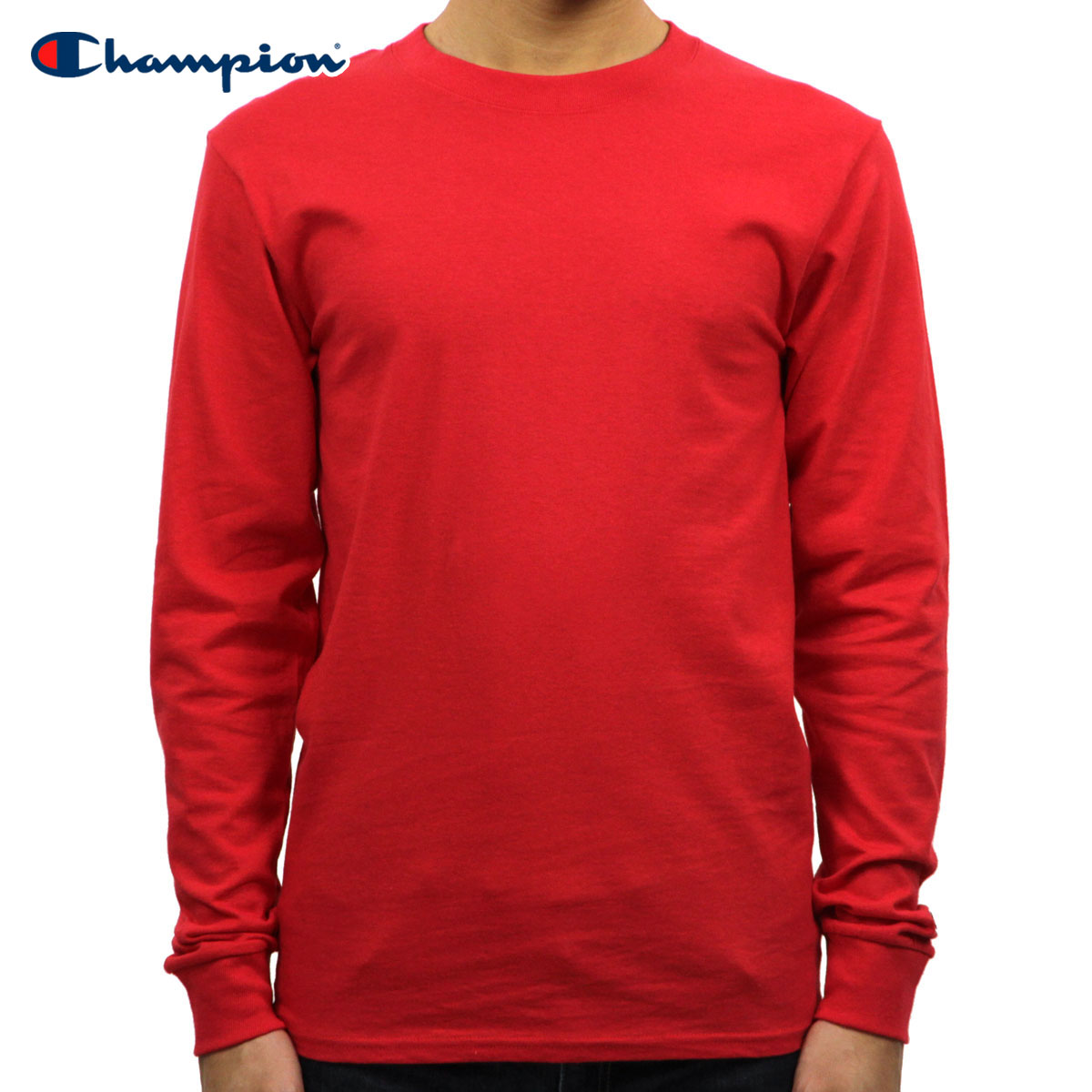 20%OFFセール  チャンピオン ロンT メンズ 正規品 CHAMPION 長袖Tシャツ L/S TEE T2229 Cotton Long Sleeve Tee W3J-TEAMREDSCARLET C logo on left sleeve D00S20