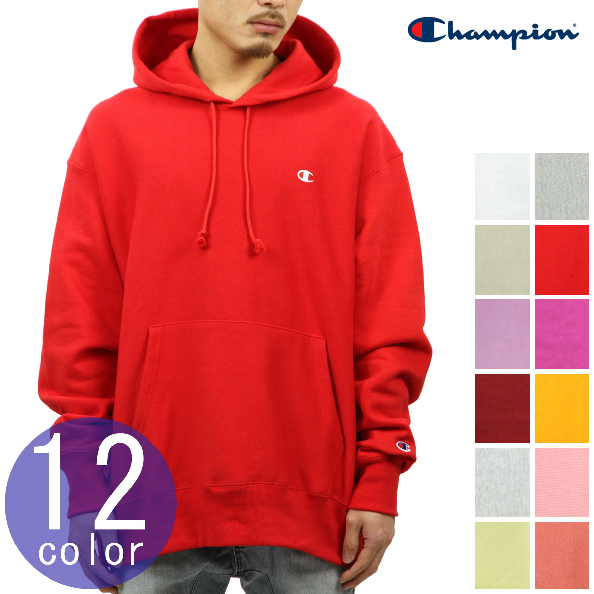 チャンピオン CHAMPION 正規品 メンズ リバースウィーブ ヘビーウェイト プルオーバーパーカー REVERSE WEAVE HEAVYWEIGHT 12oz PULLOVER HOODIE GF68