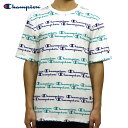 `sI TVc Ki CHAMPION TVc CREW TEE T1919S 70Z HERITAGE TEE ALL OVER SCRIPT WHITE/SURF THE WEB/VIVID TEAL