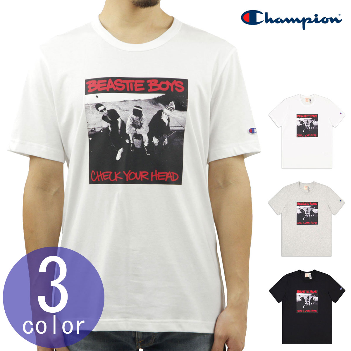 チャンピオン メンズ 半袖Tシャツ 正規品 CHAMPION ビースティ・ボーイズ バンドTシャツ CHAMPION X BEASTIE BOYS ATHLETIC JERSEY COMBED 