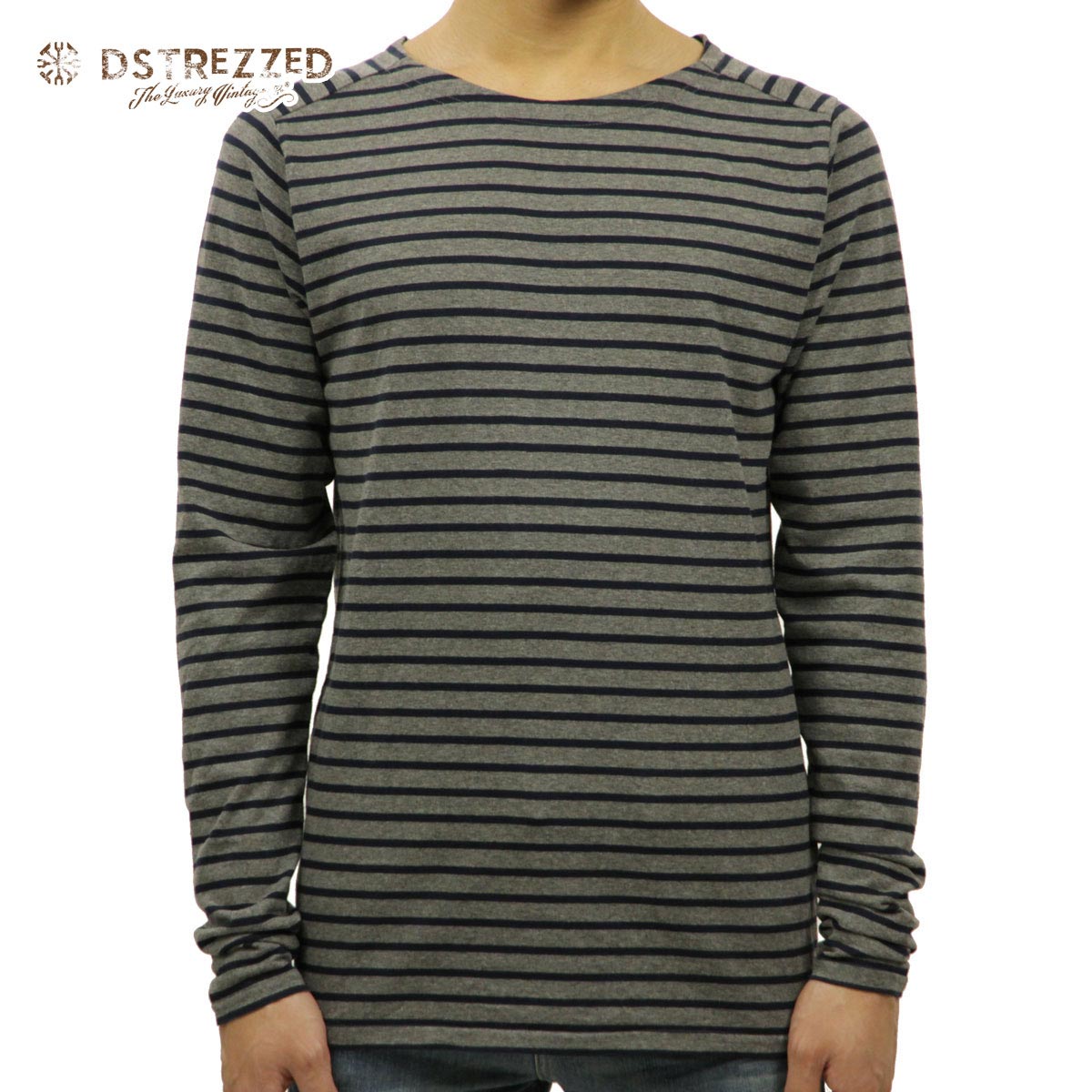 ディストレス ロンT メンズ 正規販売店 DSTREZZED 長袖Tシャツ Crew l/s Y/D stripe 202216 83 D00S20