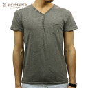 ディストレス Tシャツ 正規販売店 DSTREZZED 半袖Tシャツ BASIC HENRY NECK TEE GREY MELANGE 202242BL5 94 D00S15