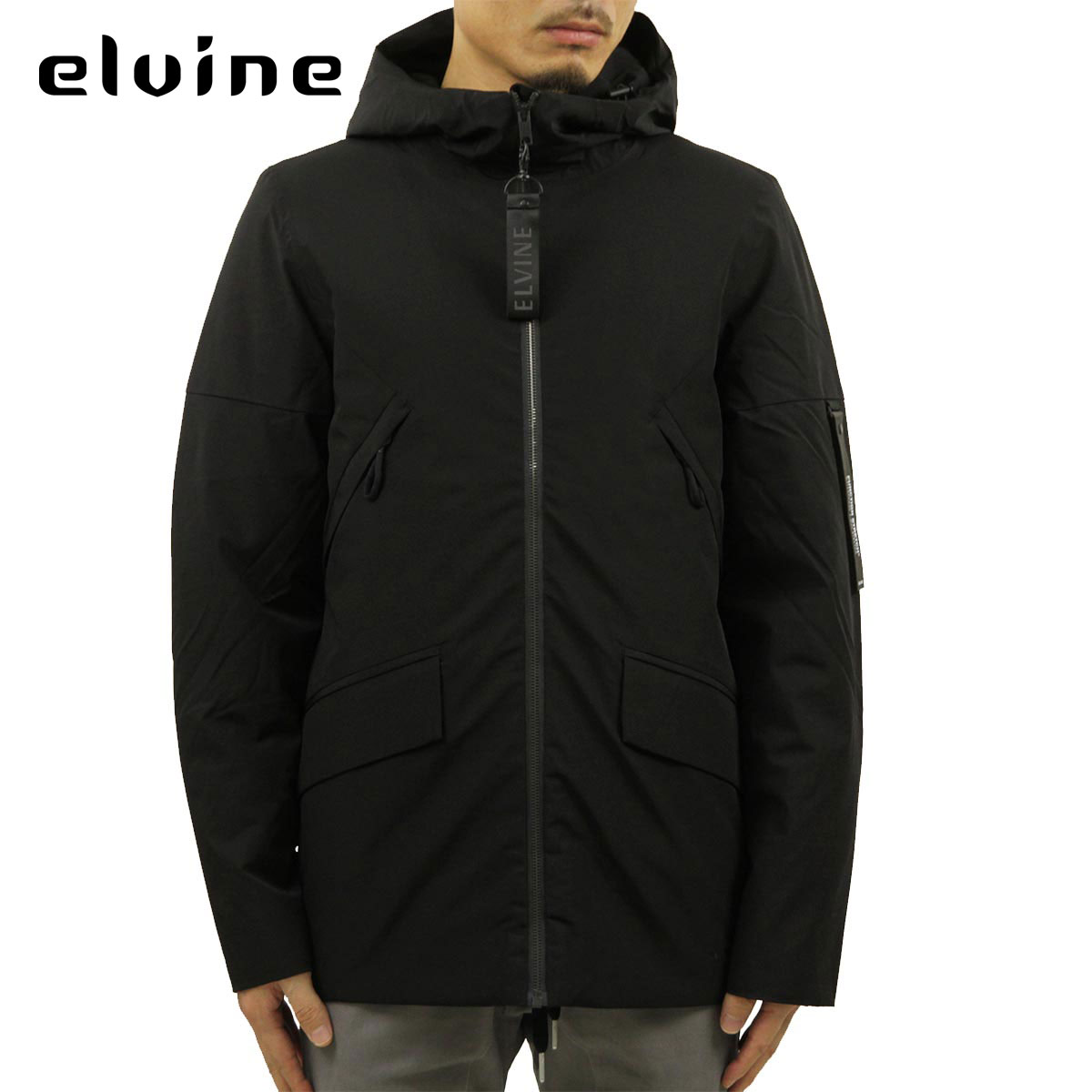 エルバイン アウター メンズ 正規販売店 elvine ジャケット ナイロンジャケット COLE NYLON JACKET FUNCTION STRETCH 193004 110 BLACK 父の日 プレゼント ラッピング