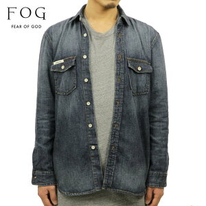 ե֥å fog essentials    FEAR OF GOD Ĺµǥ˥ॷ FOG - FEAR OF GOD ESSENTIALS DENIM LONG SLEEVE BUTTON UP SHIRT DARK INDIGO