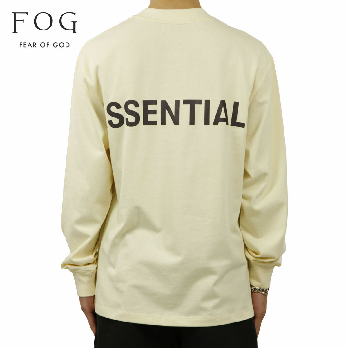  フィアオブゴッド fog essentials Tシャツ メンズ 正規品 FEAR OF GOD エッセンシャルズ 長袖Tシャツ バックプリント ロゴ FOG - FEAR OF GOD ESSENTIALS 3M LOGO LONG SLEEVE BOXY T-SHIRT BUTTER CREAM