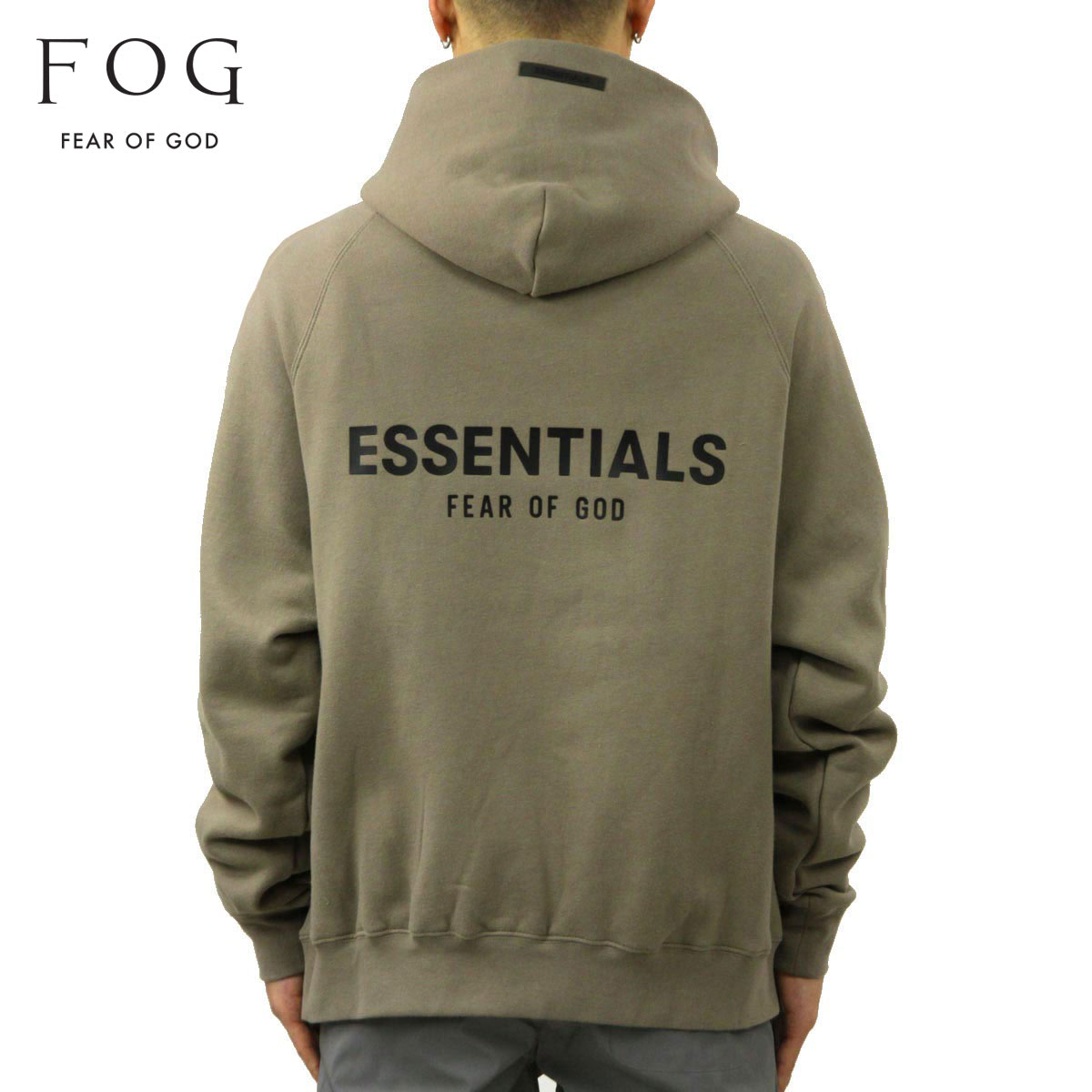  フィアオブゴッド fog essentials パーカー メンズ 正規品 FEAR OF GOD エッセンシャルズ プルオーバーパーカー バックプリント FOG - FEAR OF GOD ESSENTIALS PULLOVER HOODIE TAUPE