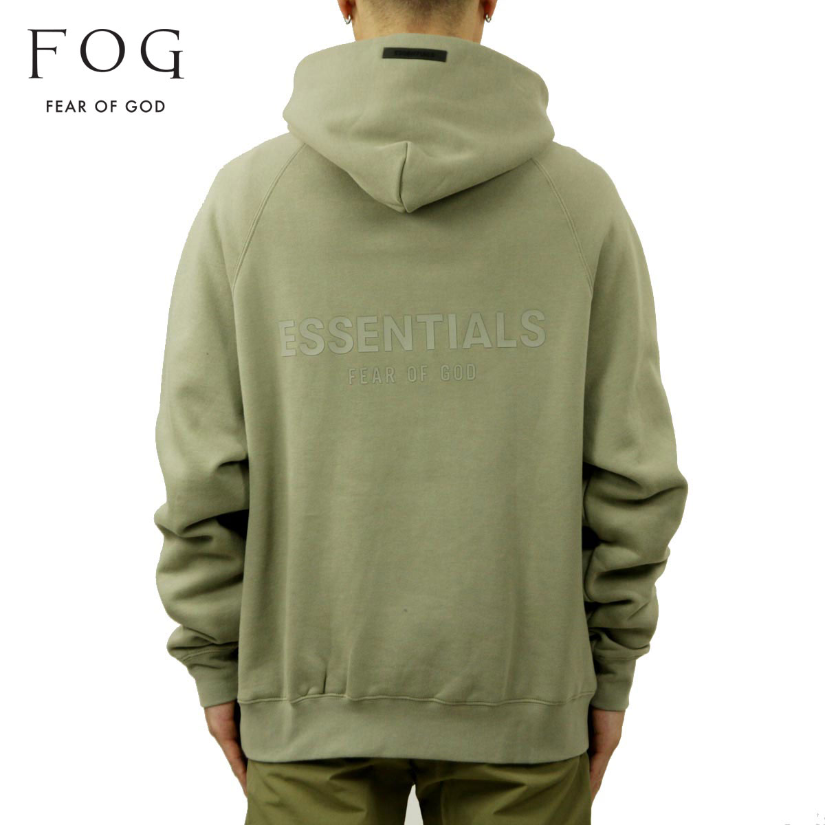 フィアオブゴッド fog essentials パーカー メンズ 正規品 FEAR OF GOD エッセンシャルズ プルオーバーパーカー バックプリント FOG - FEAR OF GOD ESSENTIALS PULLOVER HOODIE MOSS 父の日 プレゼント ラッピング