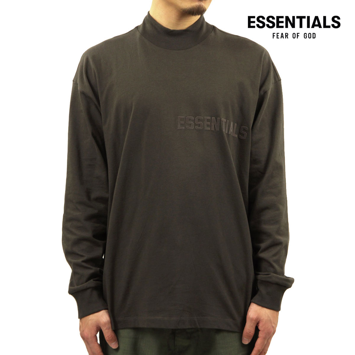 フィアオブゴッド fog essentials ロンT メンズ 正規品 FEAR OF GOD トップス ロゴT クルーネック 長袖Tシャツ ESSENTIALS FEAR OF GOD LONG SLEEVE T-SHIRT OFF BLACK