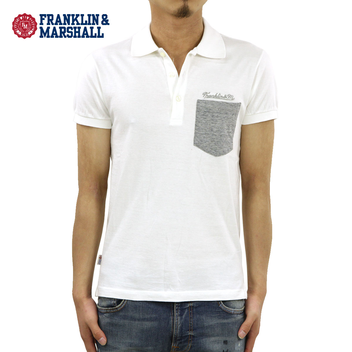 フランクリンマーシャル フランクリン マーシャル ポロシャツ 正規販売店 FRANKLIN＆MARSHALL 半袖ポロシャツ POLO SHIRT WHITE POMAL116 43181-4095 D15S25