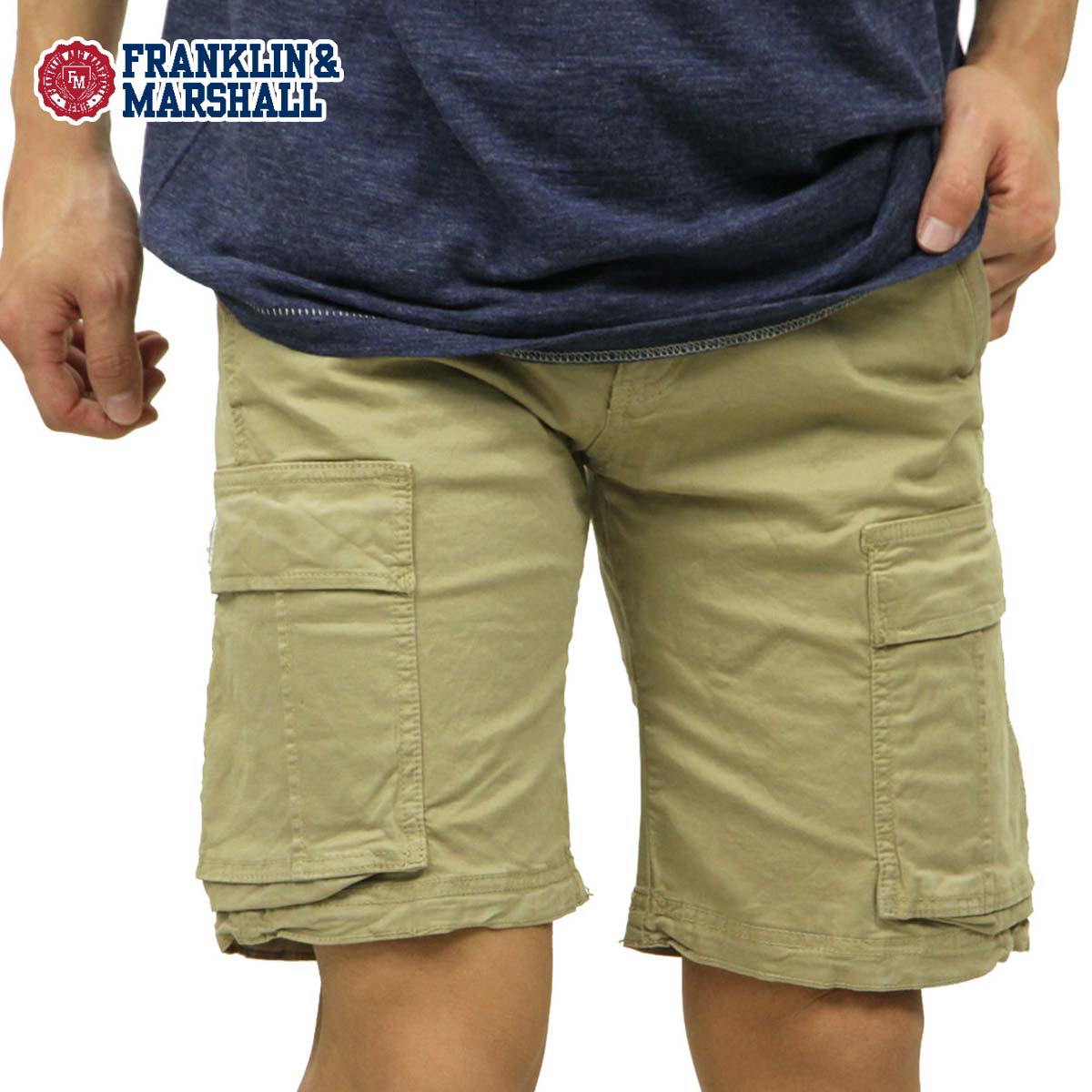 フランクリン マーシャル ショートパンツ メンズ 正規販売店 FRANKLIN＆MARSHALL ボトムス CARGO SHORT PANTS KHAKI STMVA462 43181-2008 D00S20 父の日 プレゼント ラッピング