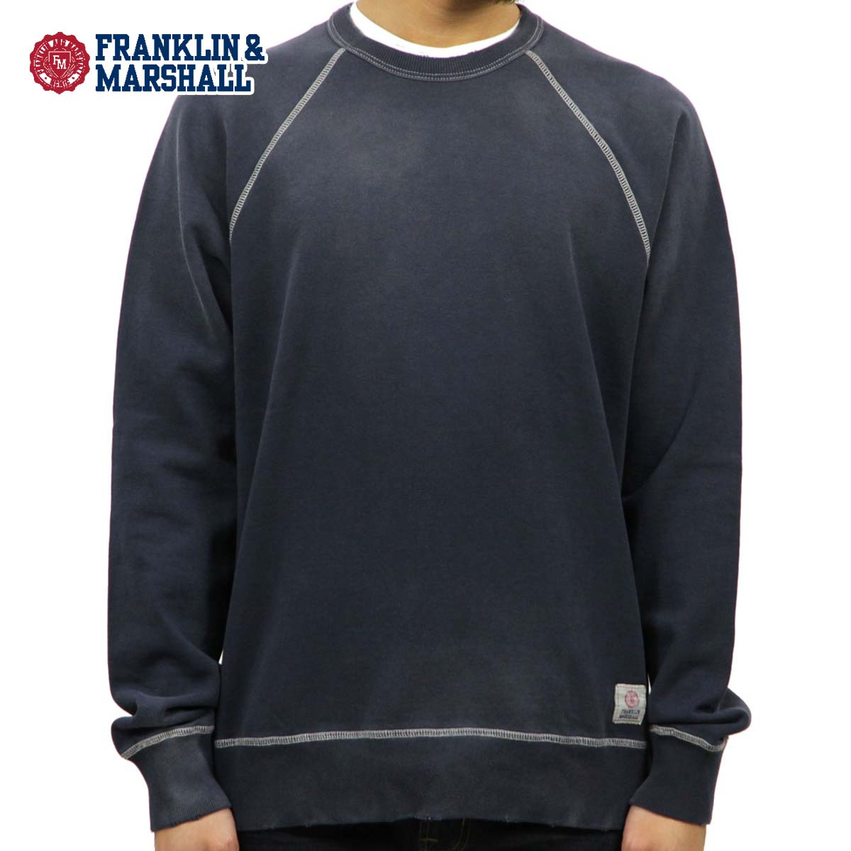 フランクリン マーシャル スウェット メンズ 正規販売店 FRANKLIN＆MARSHALL トレーナー CREW NECK FLEECE NAVY FLMAL178AN 4108 D00S20