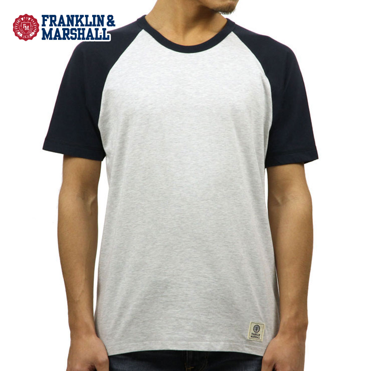 20%OFFクーポンセール  フランクリン マーシャル Tシャツ 正規販売店 FRANKLIN＆MARSHALL 半袖Tシャツ RAGLAN TEE LIGHT GREY MELANGE TSMF206AM 4022 0397 D00S15 父の日 プレゼント ラッピング