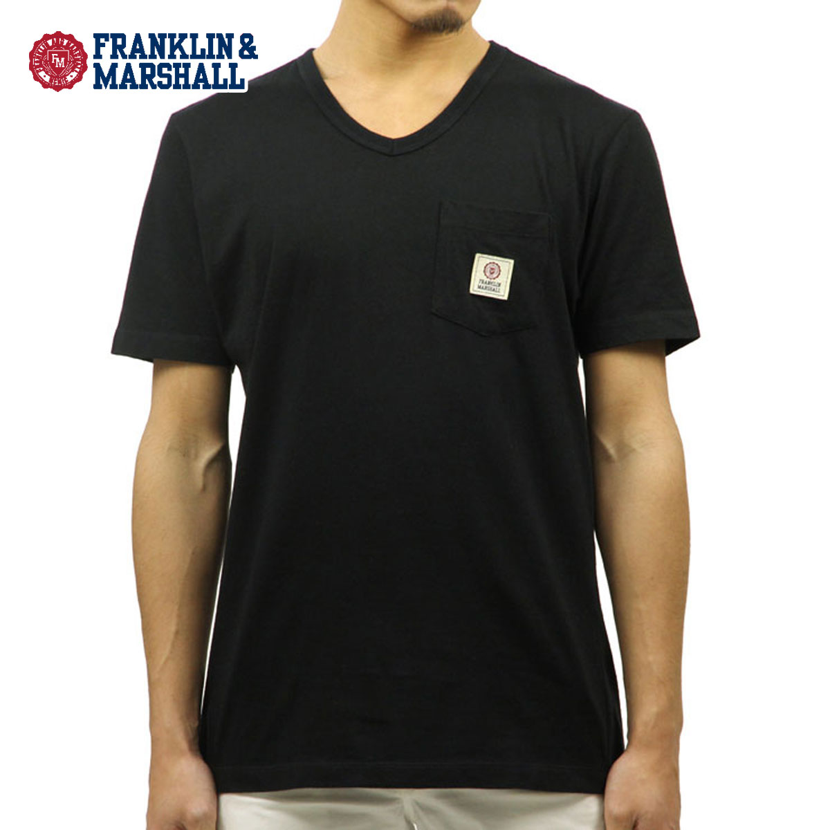 ե󥯥 ޡ T Ź FRANKLINMARSHALL ȾµT V-NECK POCKET TEE BLA...