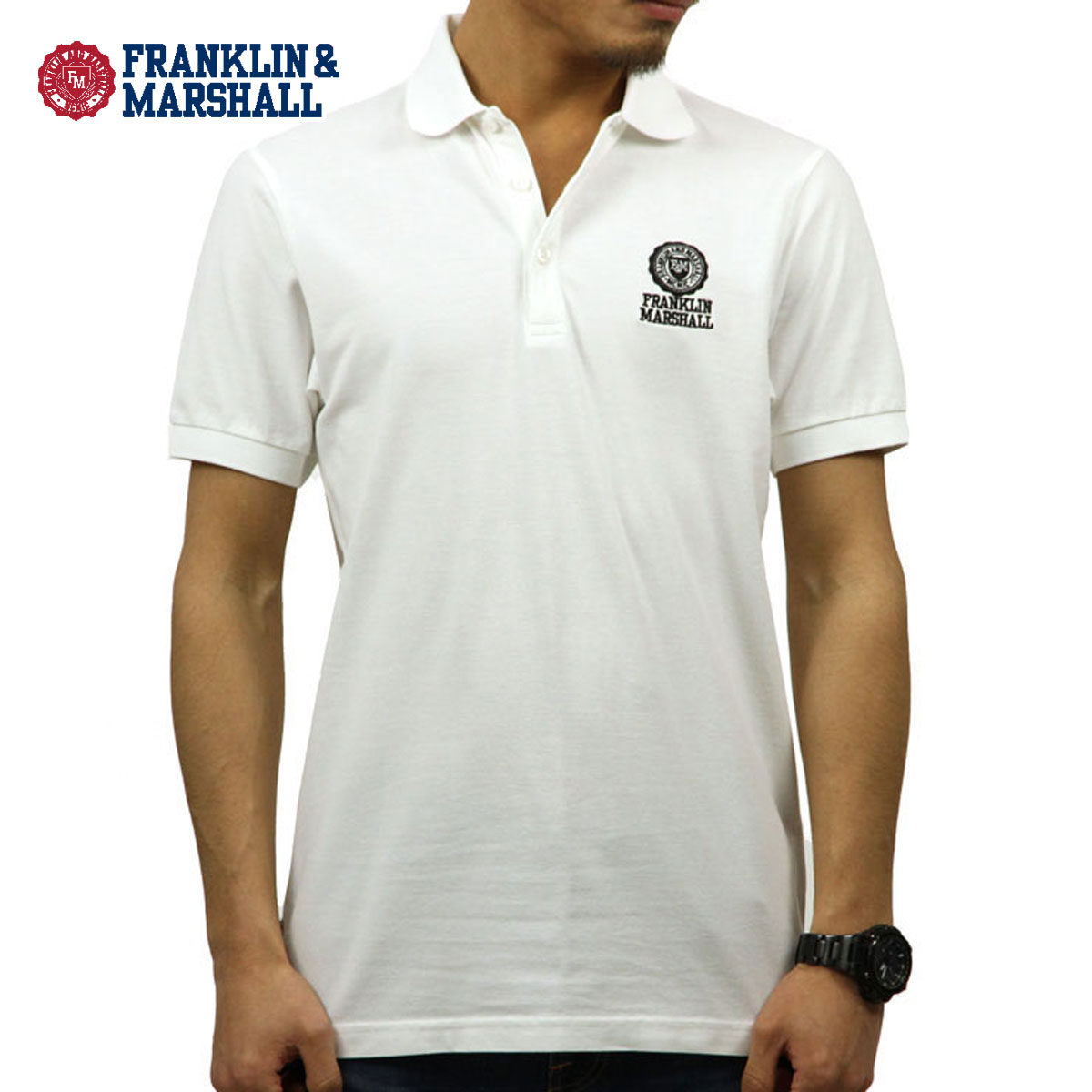 フランクリンマーシャル フランクリン マーシャル ポロシャツ 正規販売店 FRANKLIN＆MARSHALL 半袖ポロシャツ POLO SHIRT WHITE POMF130AN 4061 0391 D00S15