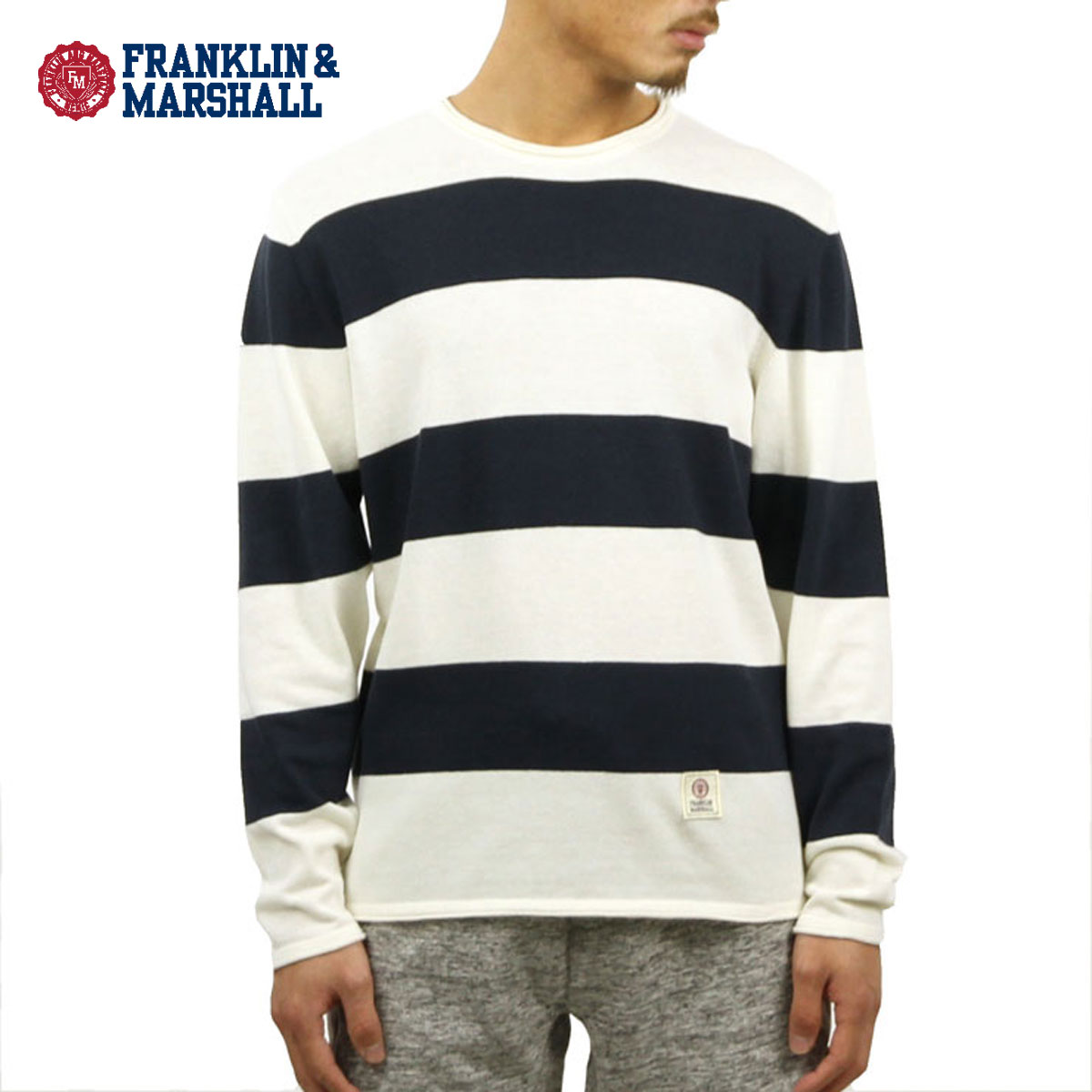 フランクリン マーシャル セーター メンズ 正規販売店 FRANKLIN＆MARSHALL CREW NACK SWEATER NAVY KNMF036AN 6004 0167 父の日 プレゼント ラッピング