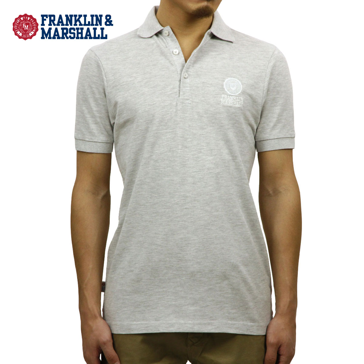 フランクリンマーシャル フランクリン マーシャル ポロシャツ 正規販売店 FRANKLIN＆MARSHALL 半袖ポロシャツ POLO SHIRT GREY MELANGE POMF130AN 45181 4061