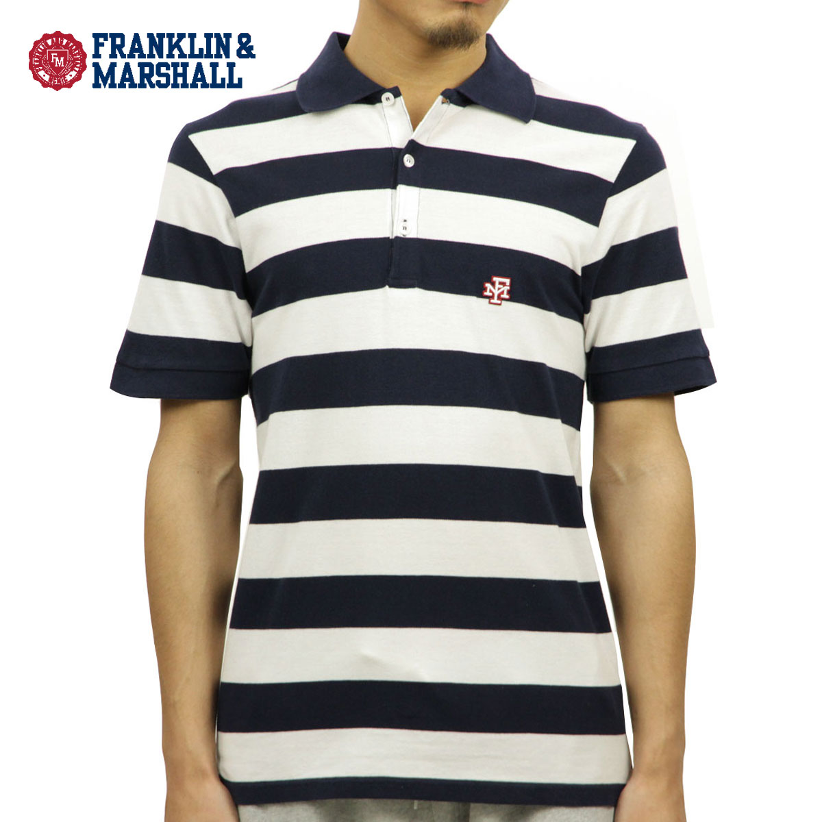 フランクリンマーシャル フランクリン マーシャル FRANKLIN＆MARSHALL 正規販売店 メンズ ストライプ 半袖ポロシャツ STRIPE POLO SHIRT NAVY STRIPE POMF486AN 1198