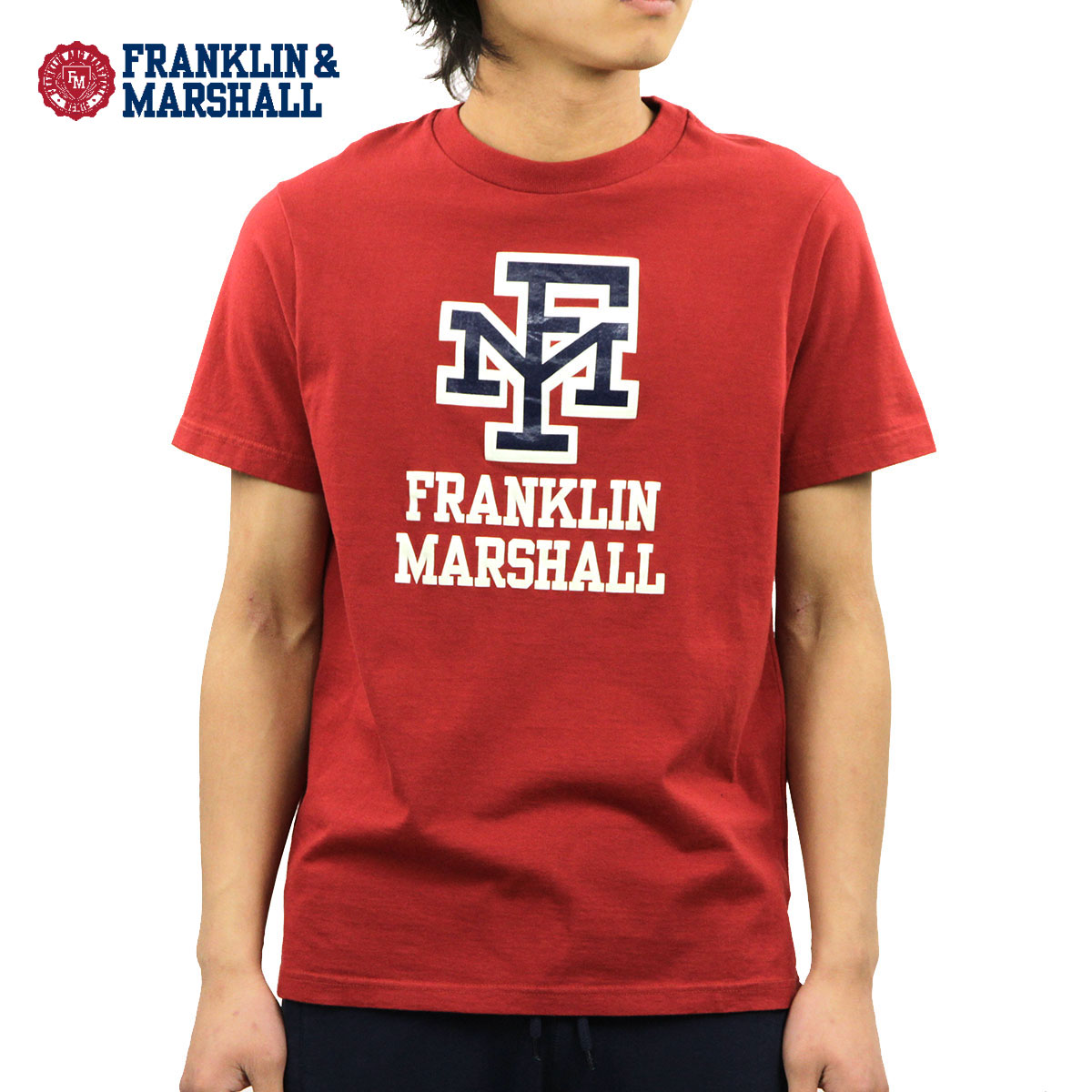 5%OFFセール  フランクリン マーシャル Tシャツ 正規販売店 FRANKLIN＆MARSHALL 半袖Tシャツ ロゴTシャツ LOGO CREW NECK TEE TSMF345AN F371 RIO RED 父の日 プレゼント ラッピング