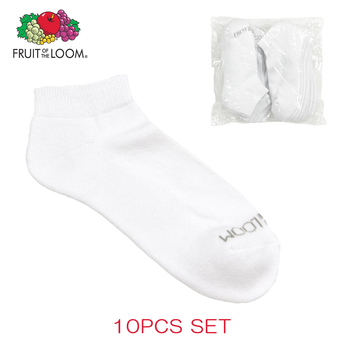 フルーツオブザルーム FRUIT OF THE LOOM 正規品 靴下 MEN'S 10PK LOW CUT SOCKS M2700W11ZUS Size.6-12 父の日 2022