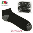 t[cIuU[ FRUIT OF THE LOOM Ki C MEN'S 10PK LOW CUT SOCKS M2700BXZUS Size.6-12 BLACK