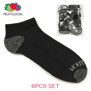 ե롼ĥ֥롼 FRUIT OF THE LOOM   MEN'S 6PK BLACK ANKLE SOCKS M7111B6/Z Size.6-12