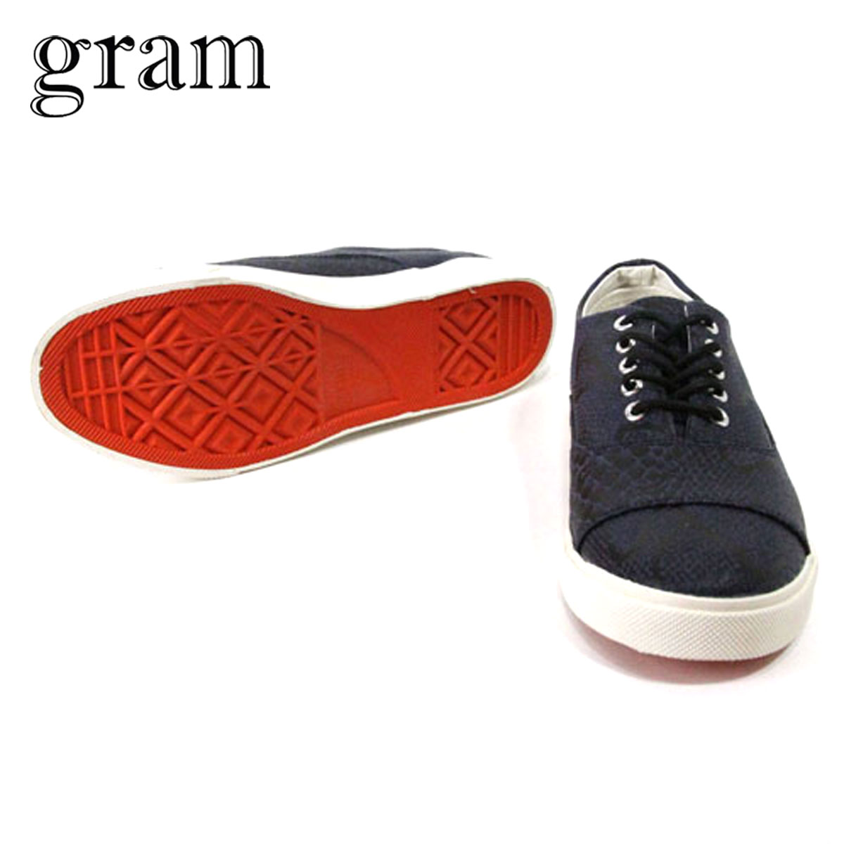 グラム GRAM メンズ シューズ スニーカー 352G navy snake print canvas G-352-6 D15S25