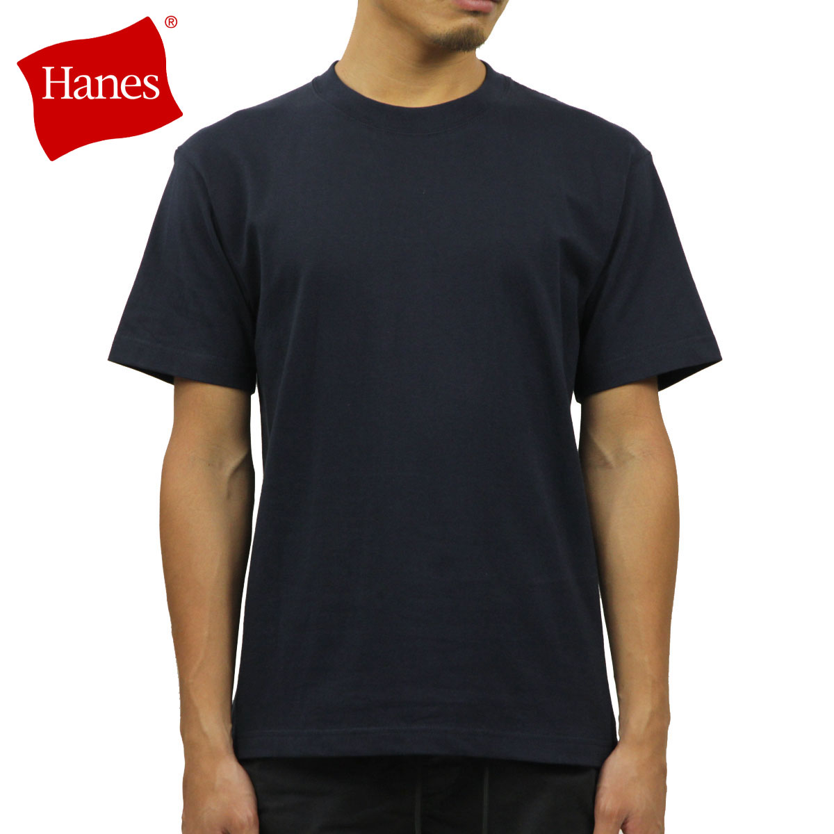 إ T ӡե  Ⱦµ Ź HANES 롼ͥå إӡ ̵ HANES BEEFY T-SHIRT 1P H5180 370 NAVY  ץ쥼 åԥ