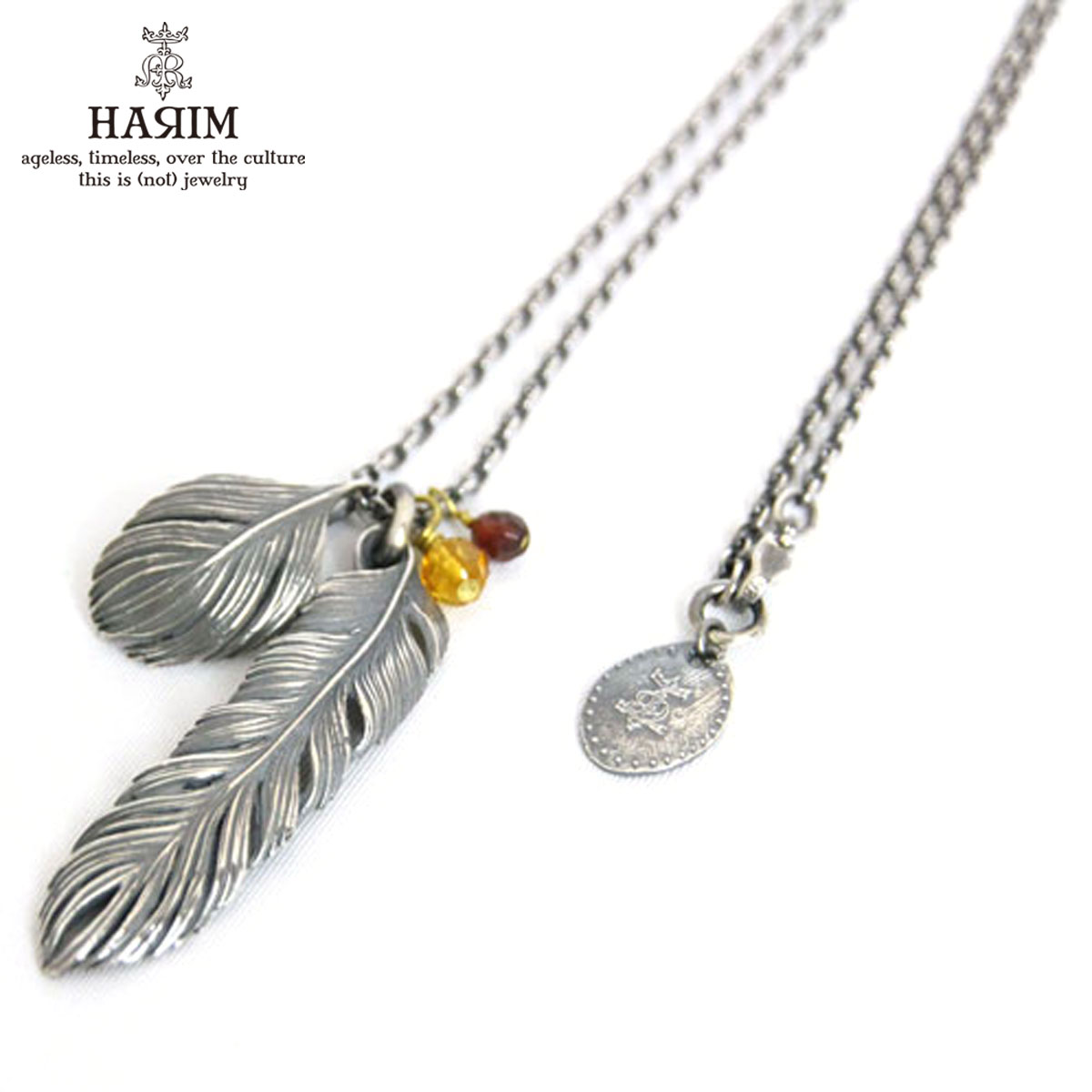 ハリム HARIM 正規販売店 ネックレス LEEF FEATHER WITH JEM SET 2 NECKLACE HRP023