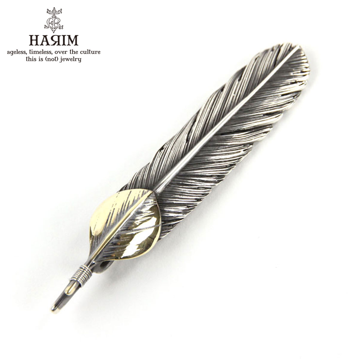 ハリム ハリム HARIM ペンダントトップ（チェーン別売り） HARIM FEATHER CENTER M HRT004 WH/OX SILVER 925 OXIDIZED BLACK with 10K GOLD HEART FEATHER