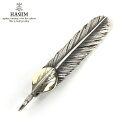 n HARIM y_ggbvi`F[ʔj HARIM FEATHER CENTER M HRT004 WH/OX SILVER 925 OXIDIZED BLACK with 18K GOLD HEART FEATHER