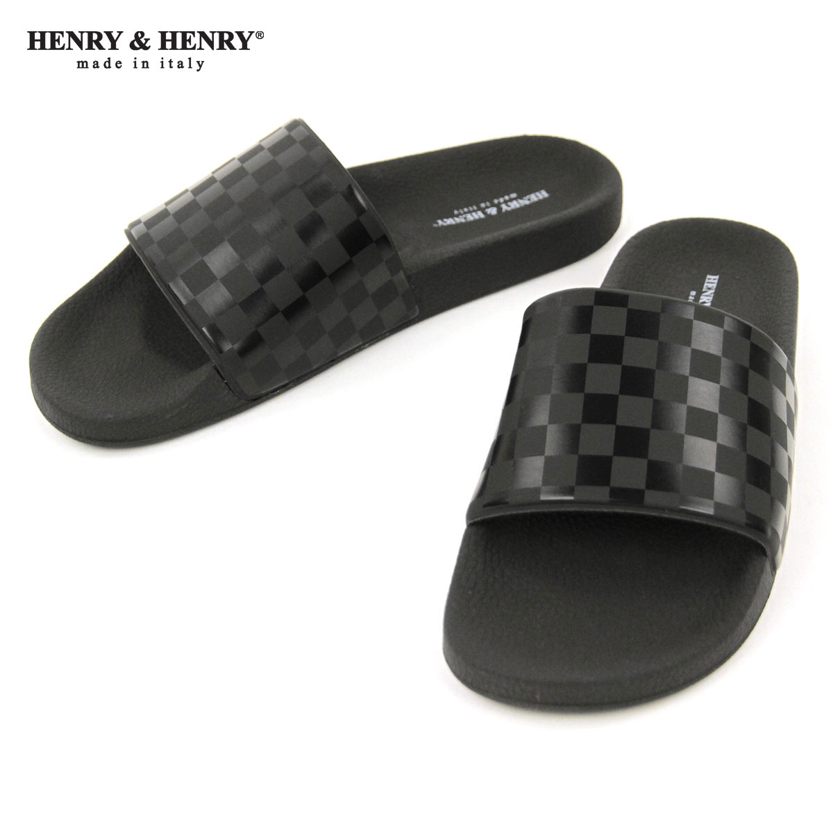 ヘンリーアンドヘンリー HENRY＆HENRY 正規販売店 サンダル シャワーサンダル 180 CHECKER SHOWER SANDAL BLACK CHECKER BLACK SOLE