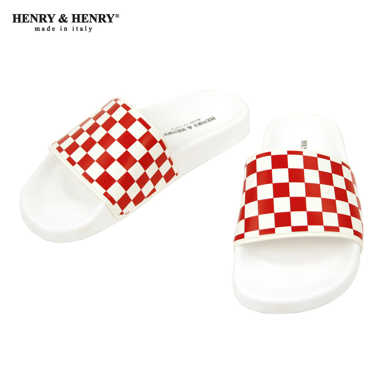 ヘンリーアンドヘンリー HENRY＆HENRY 正規販売店 サンダル シャワーサンダル 180 CHECKER SHOWER SANDAL BIANCO RED WHITE CHECKER WHITE SOLE