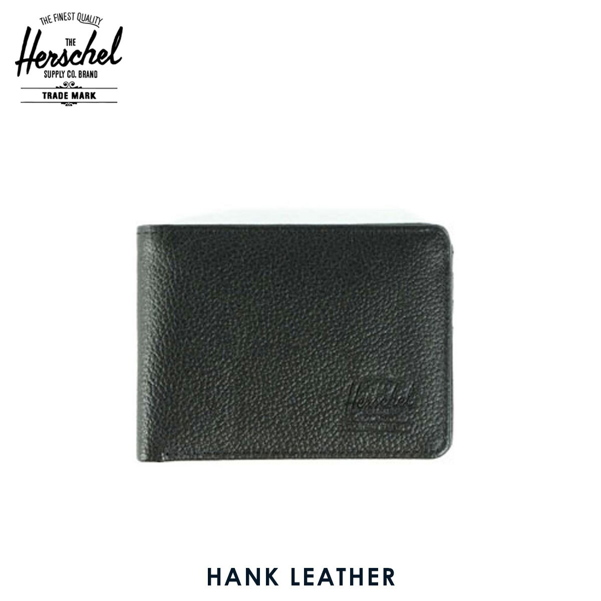 ハーシェル 財布 正規販売店 Herschel Supply ハーシェルサプライ ウォレット 10049-00004-OS Hank Leather Black Pebble Leather 財布 レザー D15S25