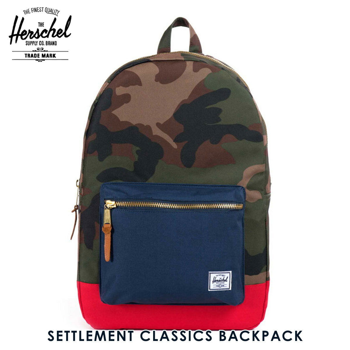 20 OFFクーポンセール 【利用期間 5/23 20:00～5/27 1:59】 ハーシェル バッグ 正規販売店 Herschel Supply ハーシェルサプライ バッグ リュックサック SETTLEMENT CLASSICS BACKPACK 10005-00041-OS WOODLAND CAMO/NAVY/RED D00S20