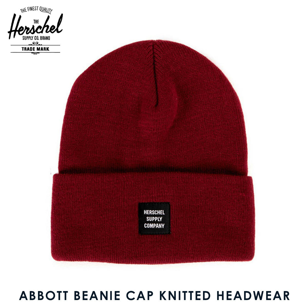 ハーシェル キャップ 正規販売店 Herschel Supply ハーシェルサプライ ニットキャップ ABBOTT BEANIE CAP KNITTED HEADWEAR 1001-0078-OS WINDSOR WINE D00S20