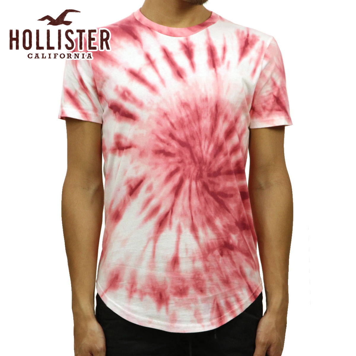 【ポイント10倍 5/23 20:00～5/27 1:59】 ホリスター Tシャツ メンズ 正規品 HOLLISTER 半袖Tシャツ クルーネックTシャツ タイダイ染め Tie-Dye Curved Hem T-Shirt 324-368-0623-606