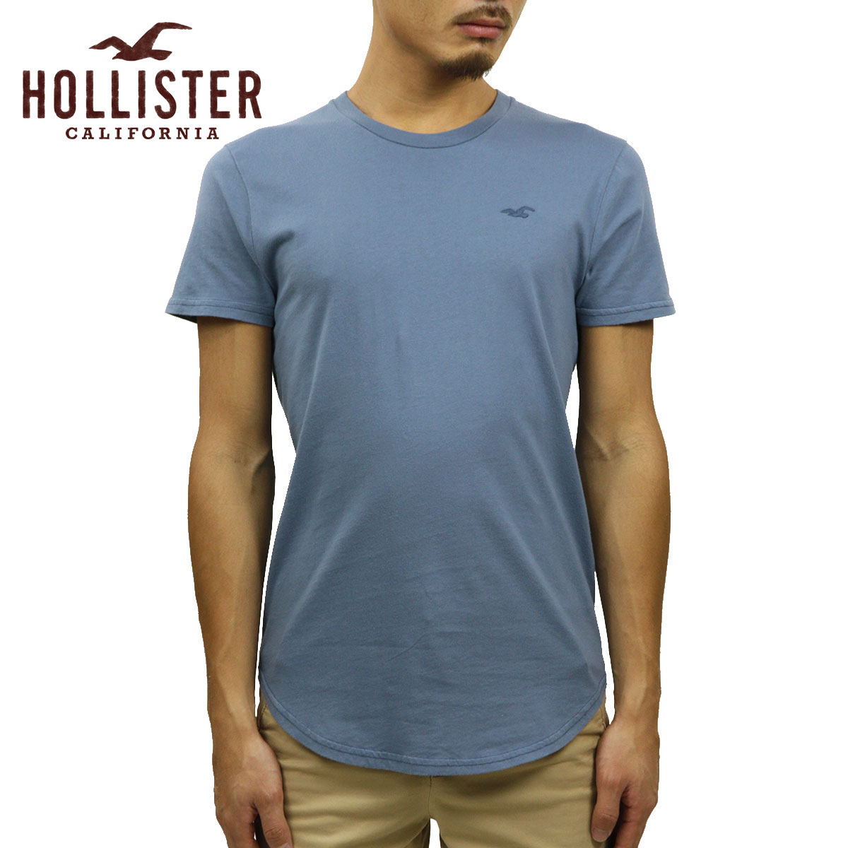 ホリスター Tシャツ メンズ 正規品 HOLLISTER 半袖Tシャツ クルーネックTシャツ カーブヘム Curved Hem T-Shirt 324-368-0625-220