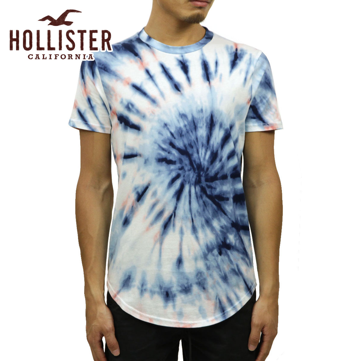 【ポイント10倍 5/9 20:00～5/16 1:59】 ホリスター Tシャツ メンズ 正規品 HOLLISTER 半袖Tシャツ クルーネックTシャツ タイダイ染め Tie-Dye Curved Hem T-Shirt 324-368-0623-226