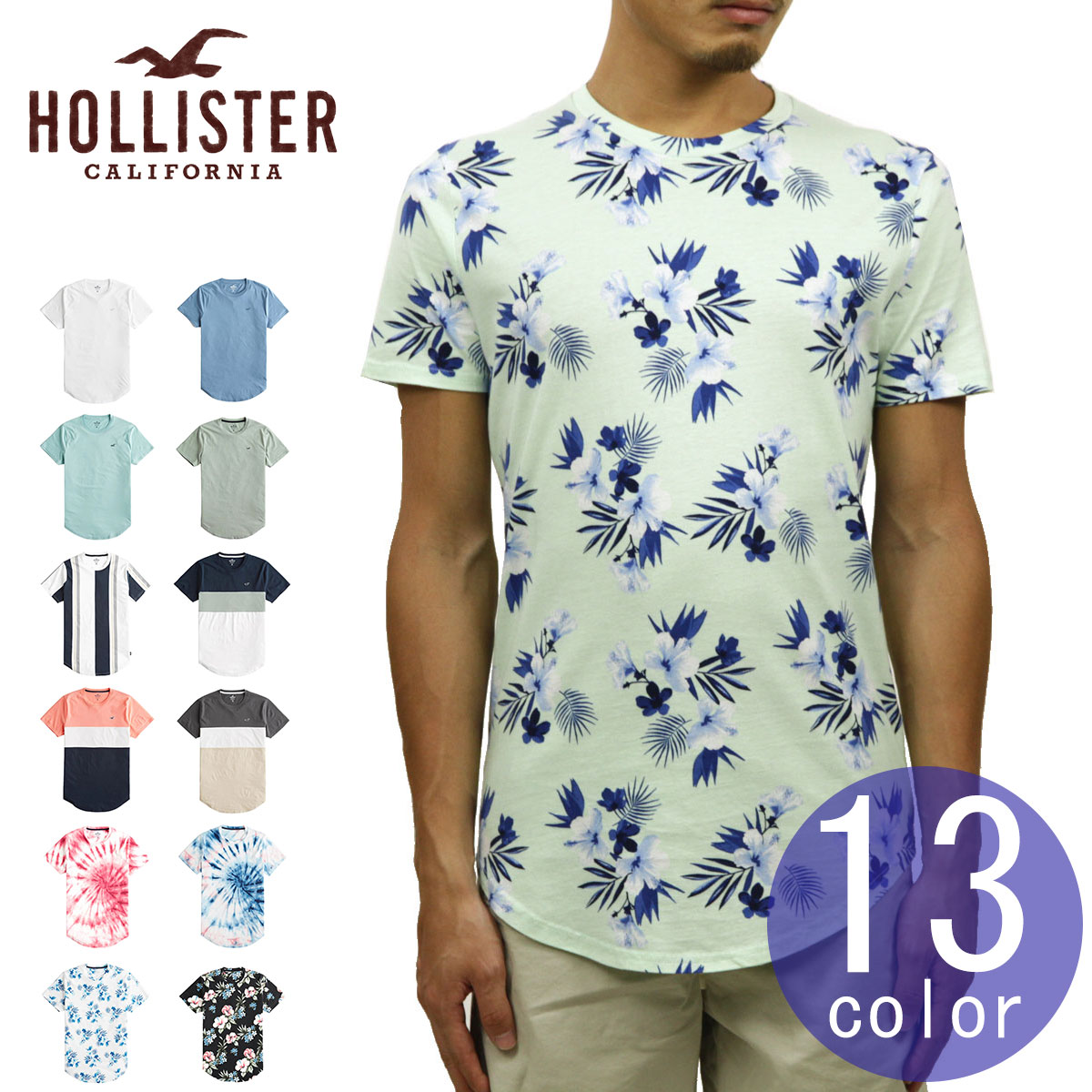 10%OFFセール 【販売期間 5/23 20:00～5/27 1:59】 ホリスター Tシャツ メンズ 正規品 HOLLISTER 半袖Tシャツ カーブヘム クルーネックTシャツ Curved Hem T-Shirt