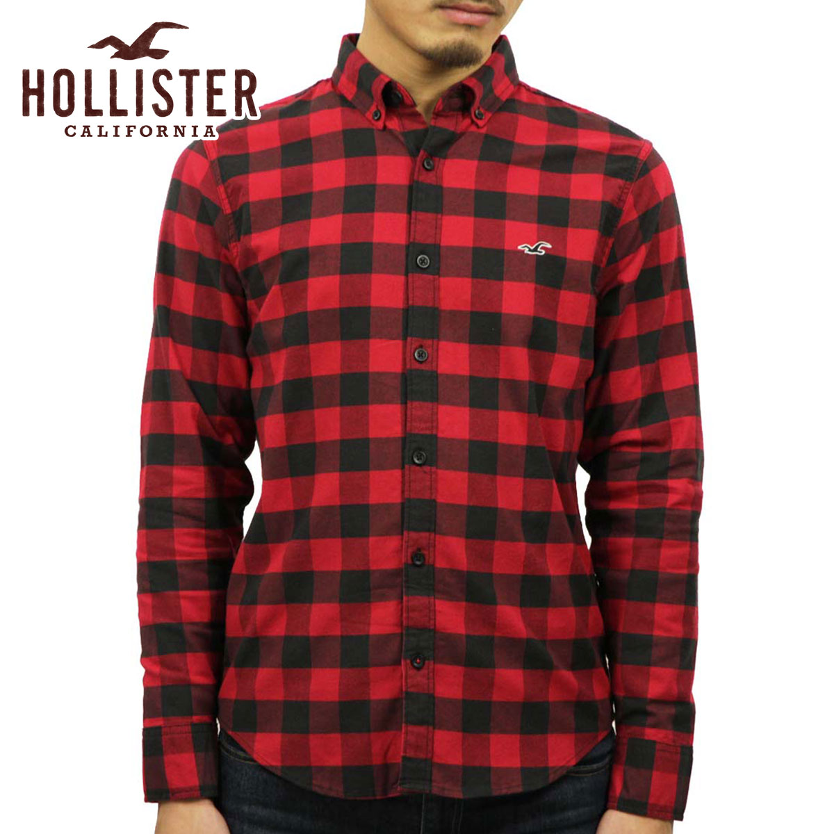 ホリスター HOLLISTER 正規品 メンズ ボタンダウン長袖シャツ Stretch Poplin Slim Fit Shirt 325-259-2062-5...