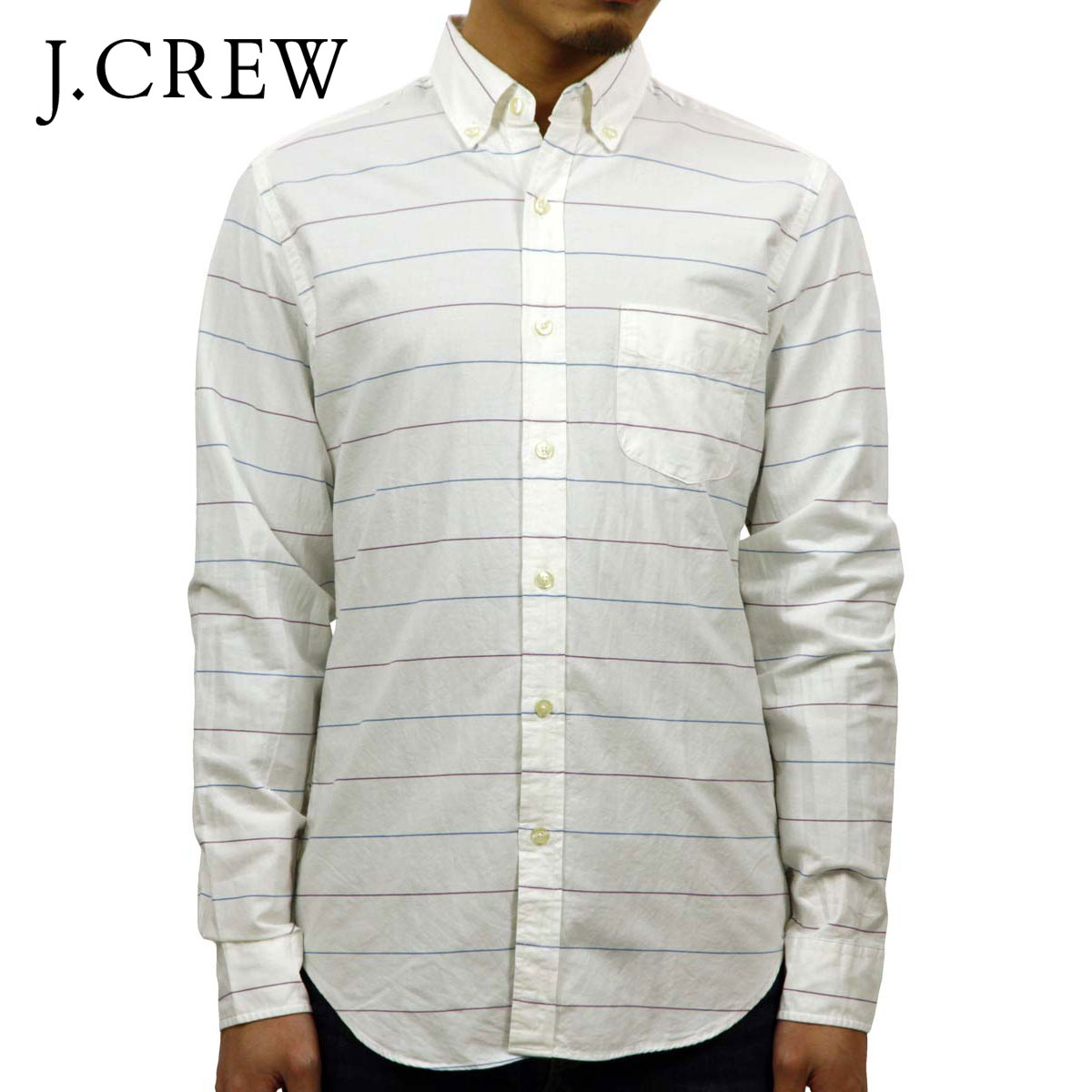 롼    J.CREW Ĺµ SLIM SUNWASHED OXFORD SHIRT IN STRIPE ...