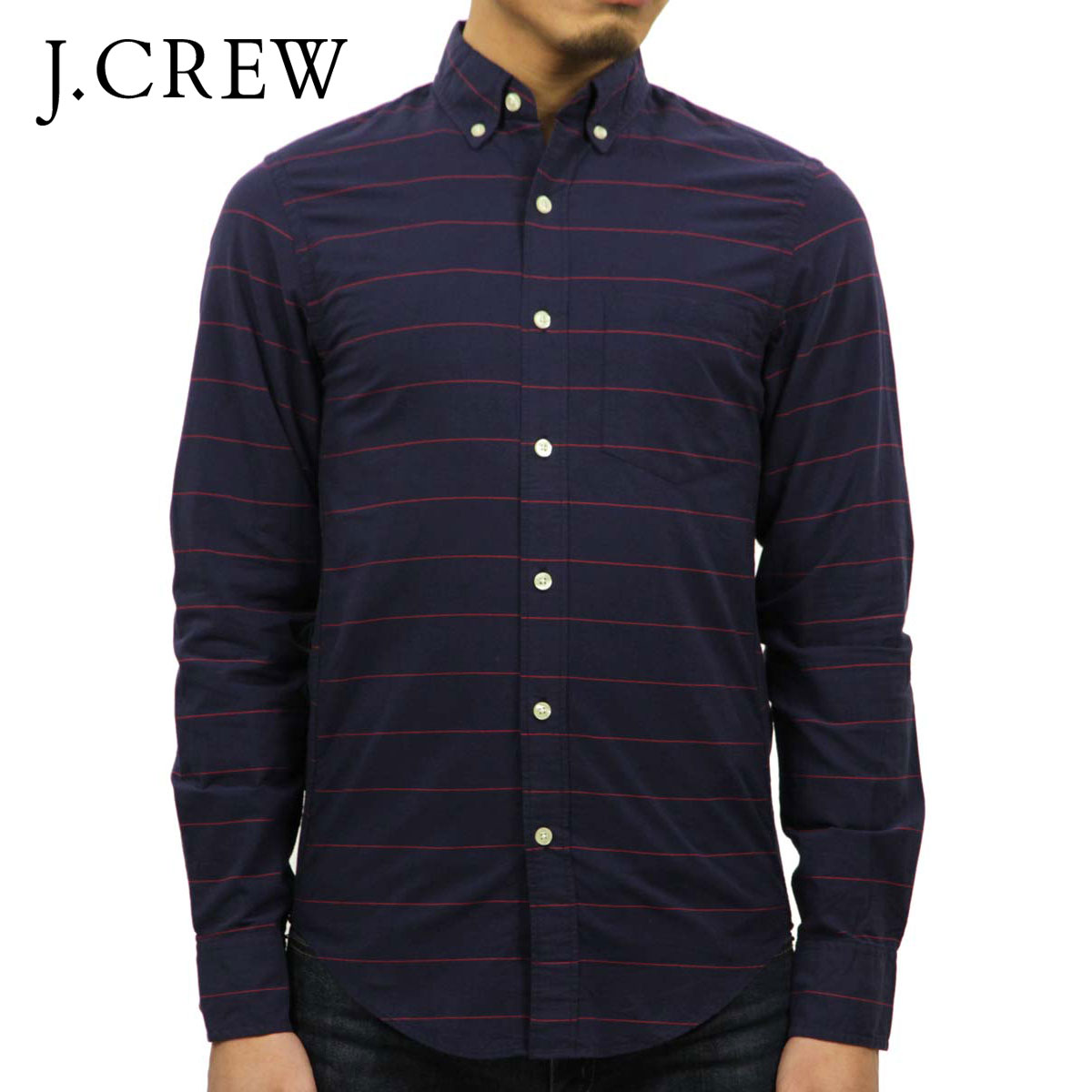 롼    J.CREW Ĺµ SLIM WASHED SHIRT IN HORIZONTAL STRIPE...