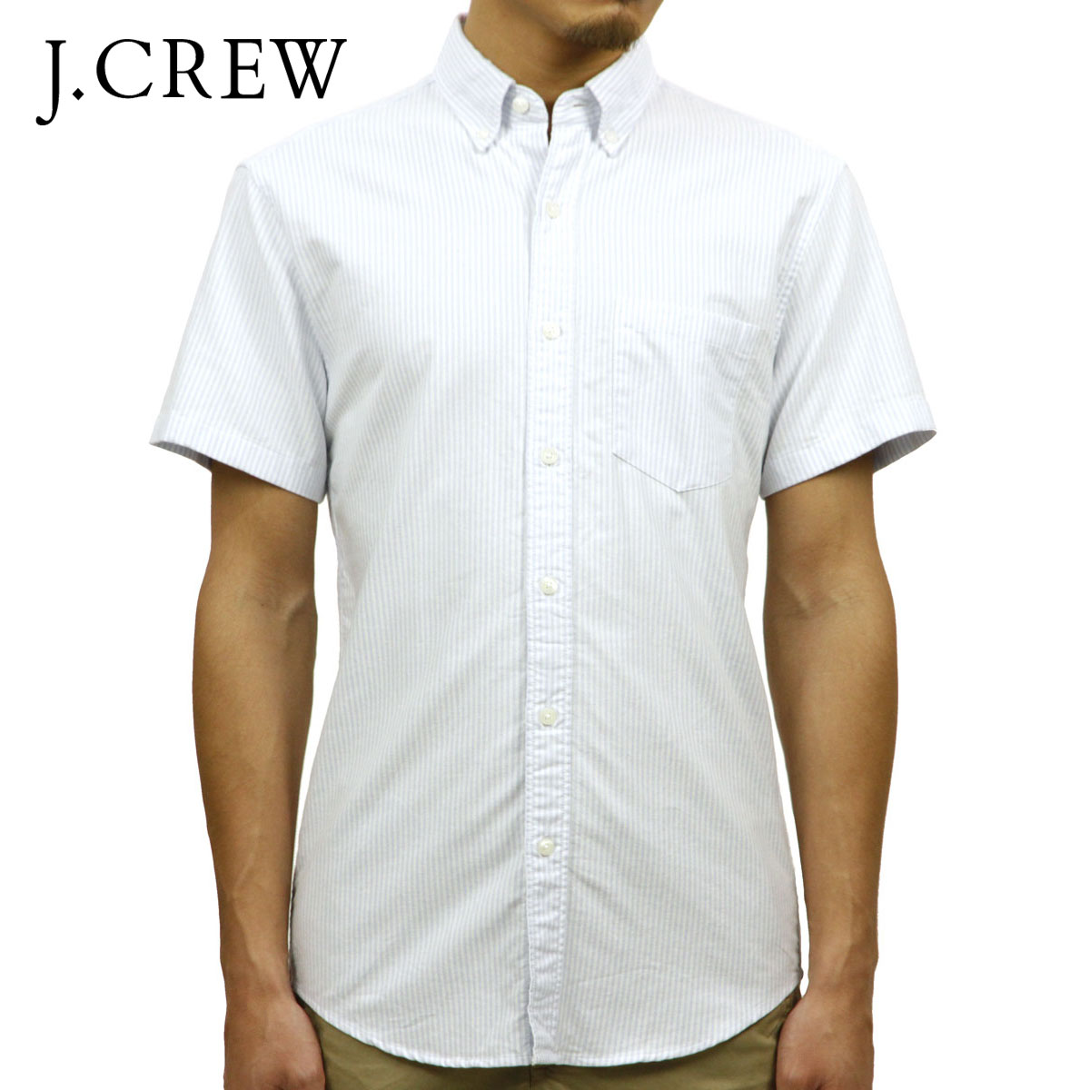 ジェイクルー シャツ メンズ 正規品 J.CREW 半袖シャツ SHORT-SLEEVE STRIPED OXFORD SHIRT f3865 D00S20