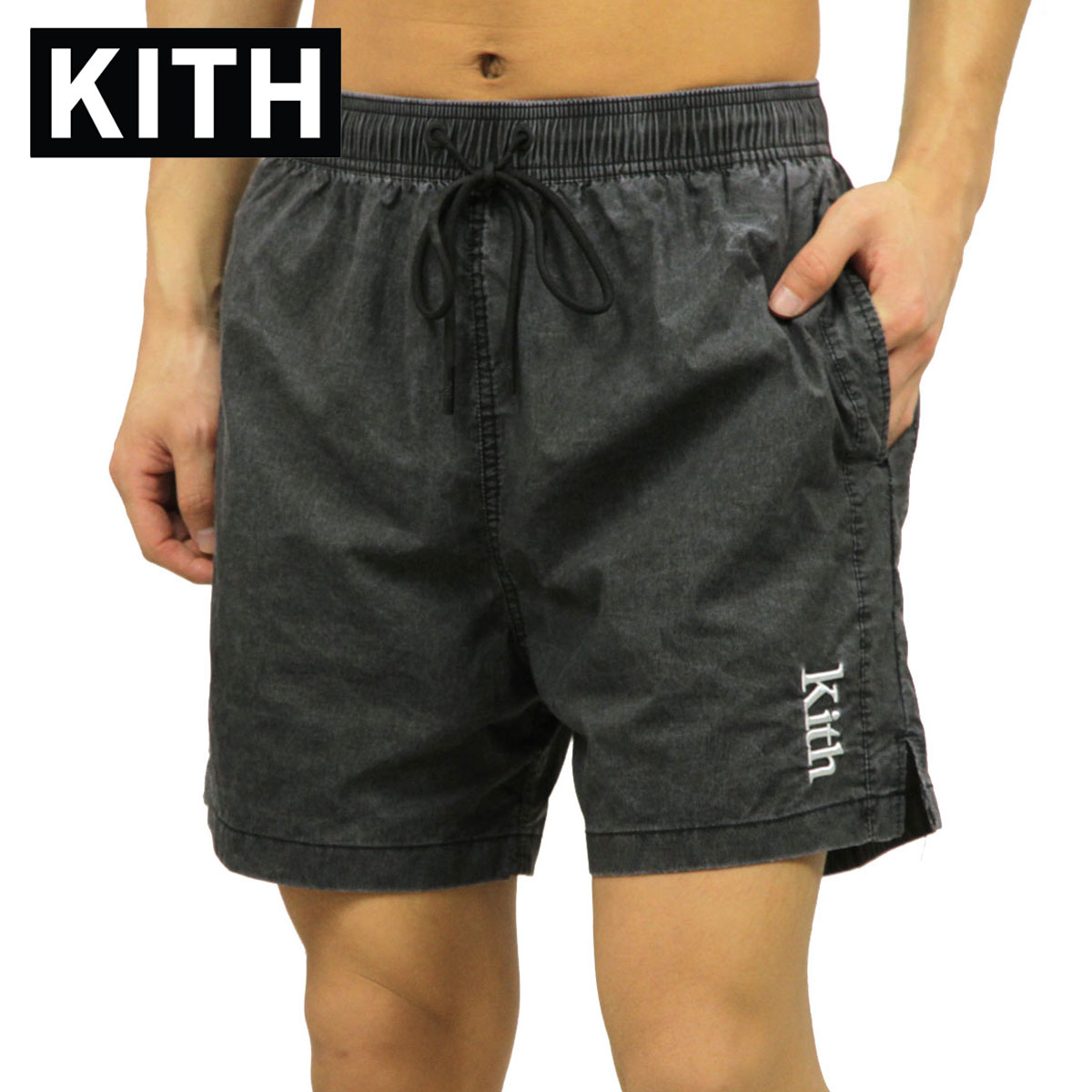 キス 水着 メンズ 正規品 KITH スイムパンツ トランクス型スイムパンツ KITH CONVERTIBLE SWIM SHORT KH7031-100 BLACK