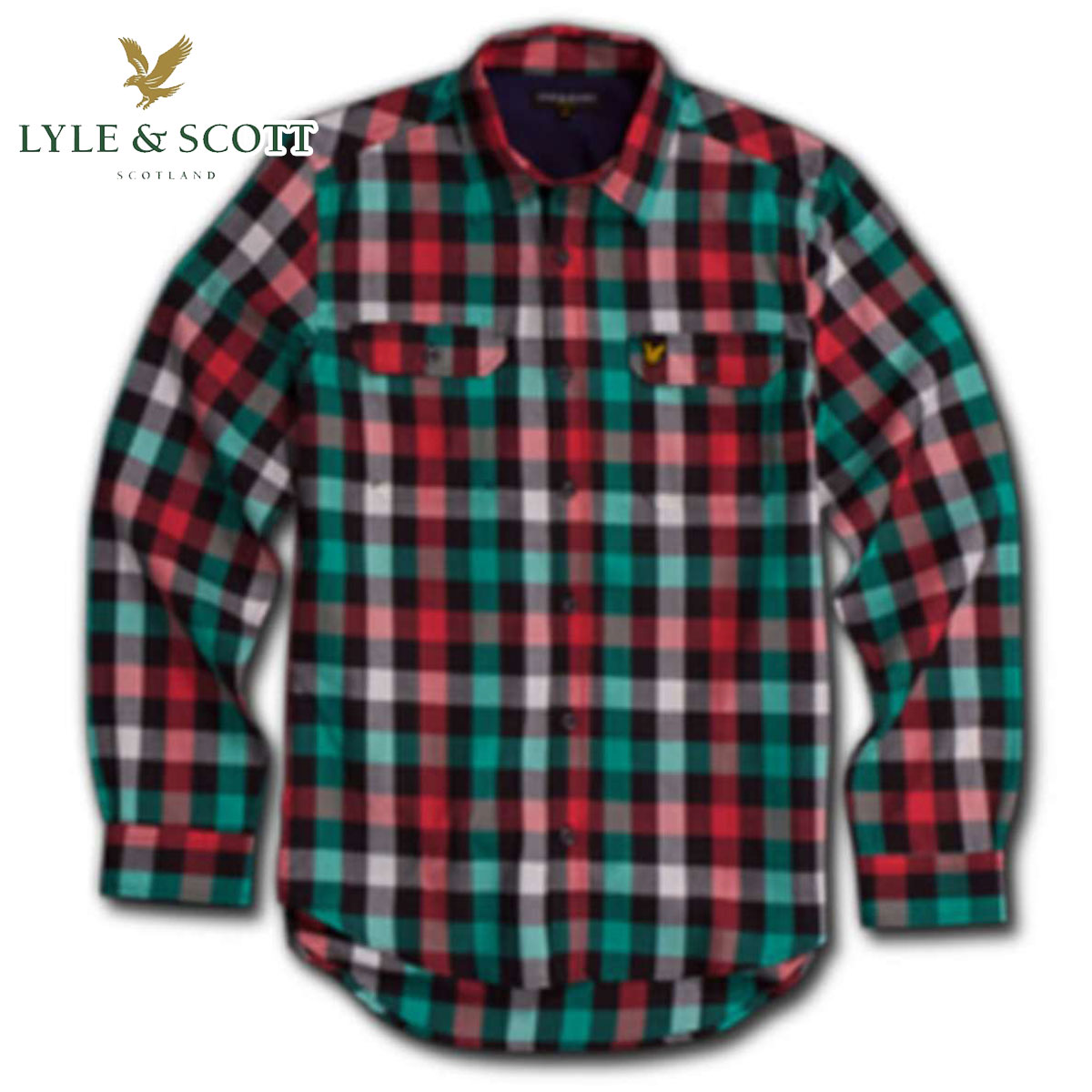 ライルアンドスコット LYLE＆SCOTT 正規販売店 BUTTON DOWN CHECK SHIRT ボタンダウンシャツ グリーンレッド D35S45