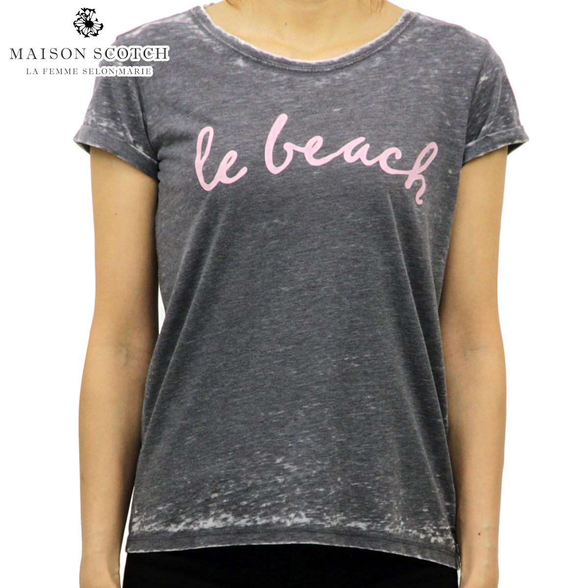 メゾンスコッチ MAISON SCOTCH 正規販売店 レディース 半袖Tシャツ Burnout tee with beach inspire